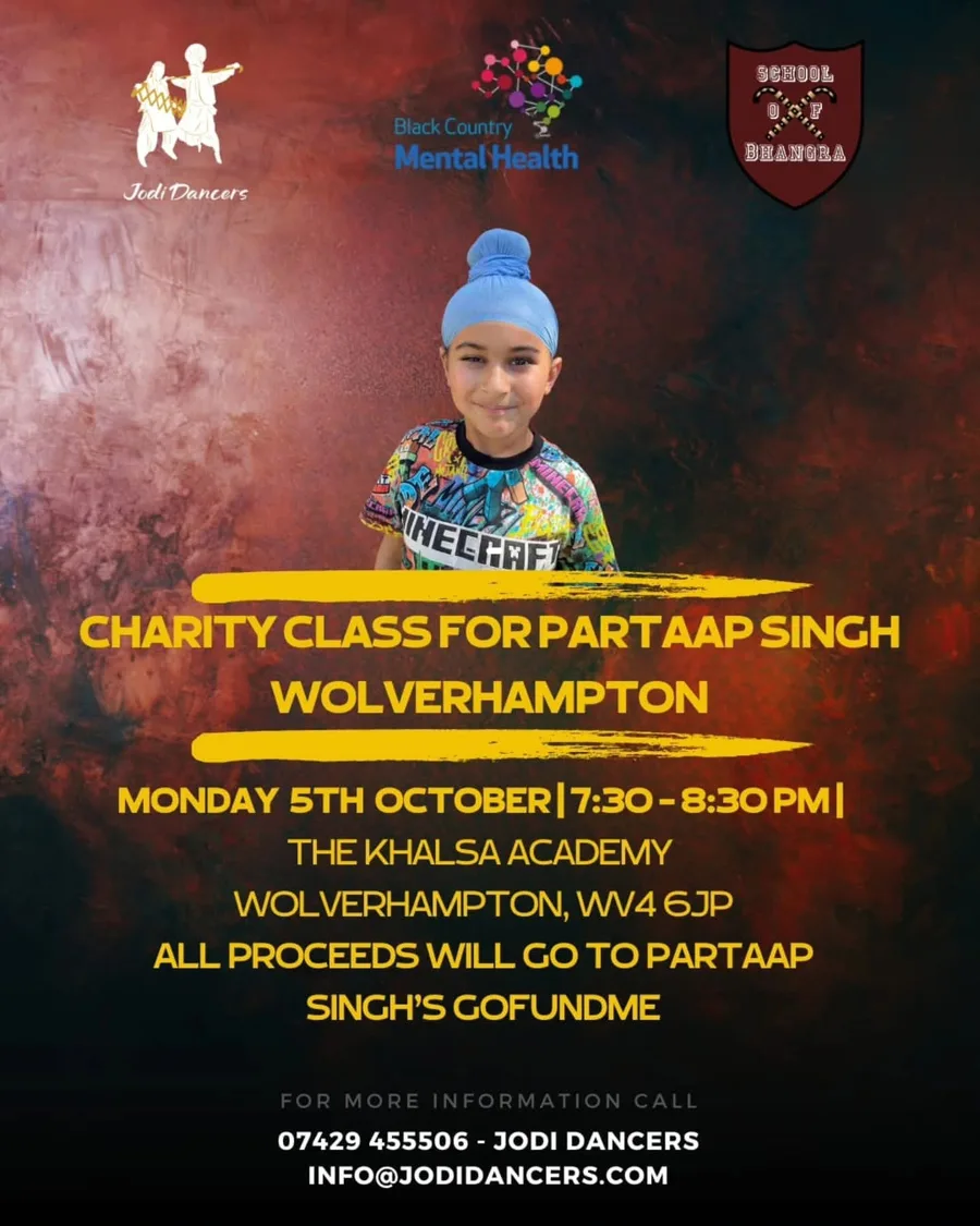 Charity class for Partaap Singh sharing poster